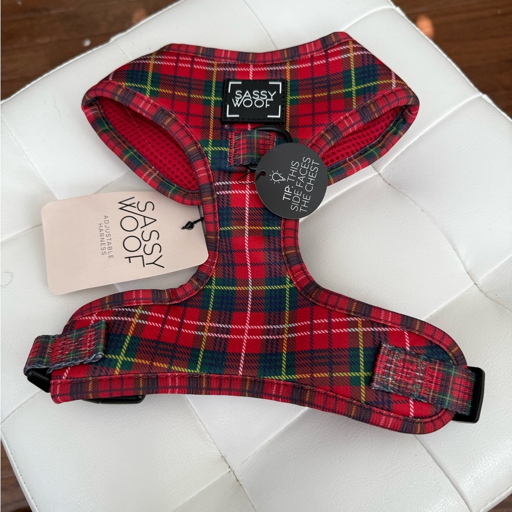 Sassy Woof Red Plaid Dog Harness